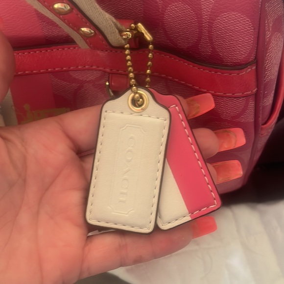 Coach Signature Heritage Stripe Canvas and Leather Satchel - Picture 4 of 9